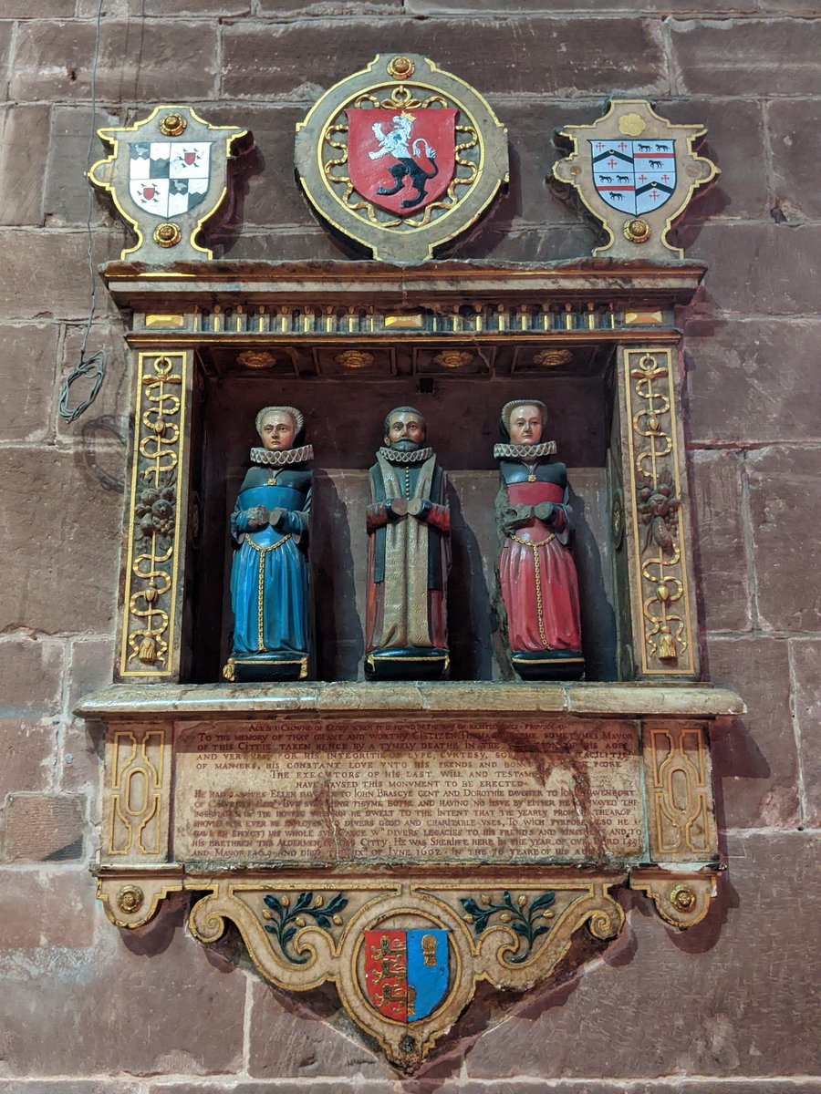 To Thomas Greene in Chester cathedral, shown with wives Ellen and Dorothie. 
#monumentsmonday