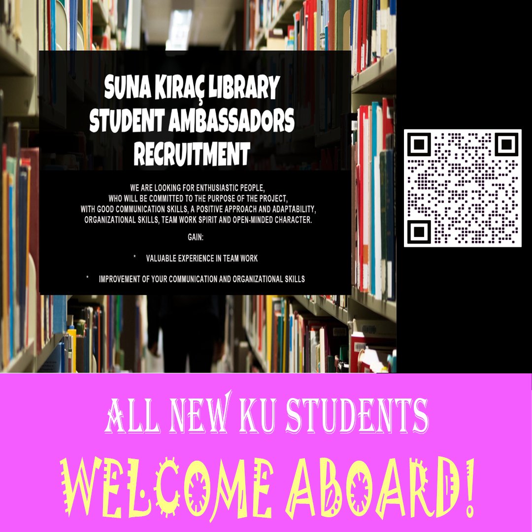 SunaKiracLib's tweet image. A warm welcome to all new and returning Koç University students! 
The Library is here to support you. Visit our library and learn more about our events and all the services the library has to offer this semester!
#welcome #newacademicyear #kocuniversity #SKL