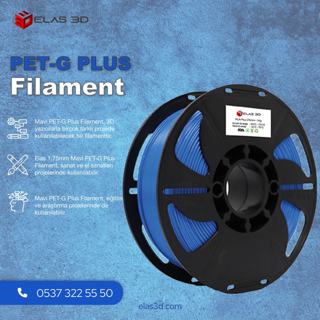 Elas 3D Mavi PET-G Plus Filament

Filamentlerimizle ilgili detaylı bilgi ve satın alma için bizimle iletişime geçebilirsiniz.

📞+905373225550
📩info@elas3d.com
🌐elas3d.com

#elas3d #3dyazıcı #3dprinter #3dbaskı #3dprinting #3d #3dprinted #plaplus #petg #petgplu