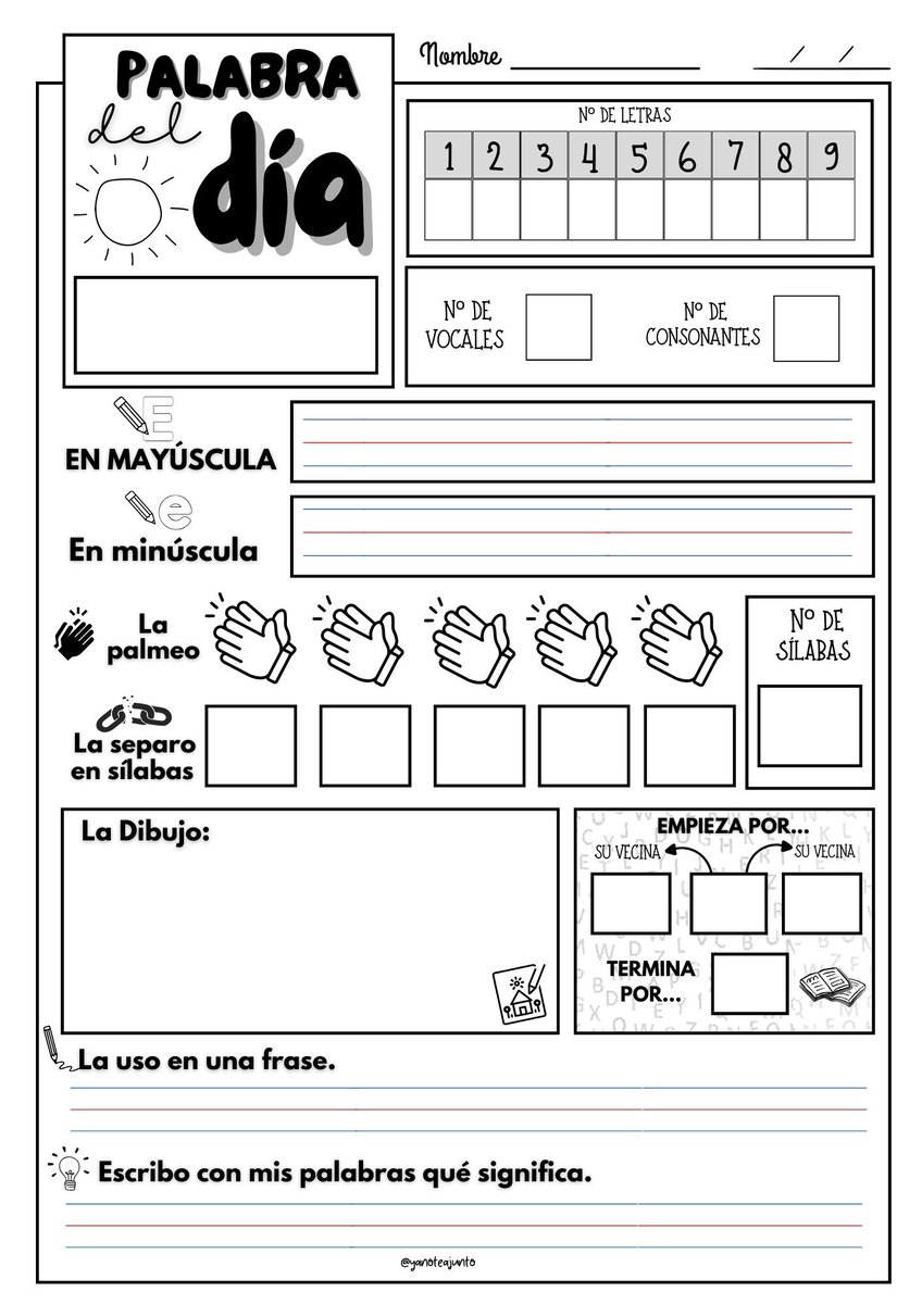 Yanoteajunt0's tweet photo. Comparto plantillas editables @canva "la palabra del día" . Dos niveles.   Al igual que "El número del día" podemos trabajarlo en rincones, como actividad extra, para reforzar o en una estación de aprendizaje. 
https://t.co/u5XSJweBxe https://t.co/tWx4j6cFYD