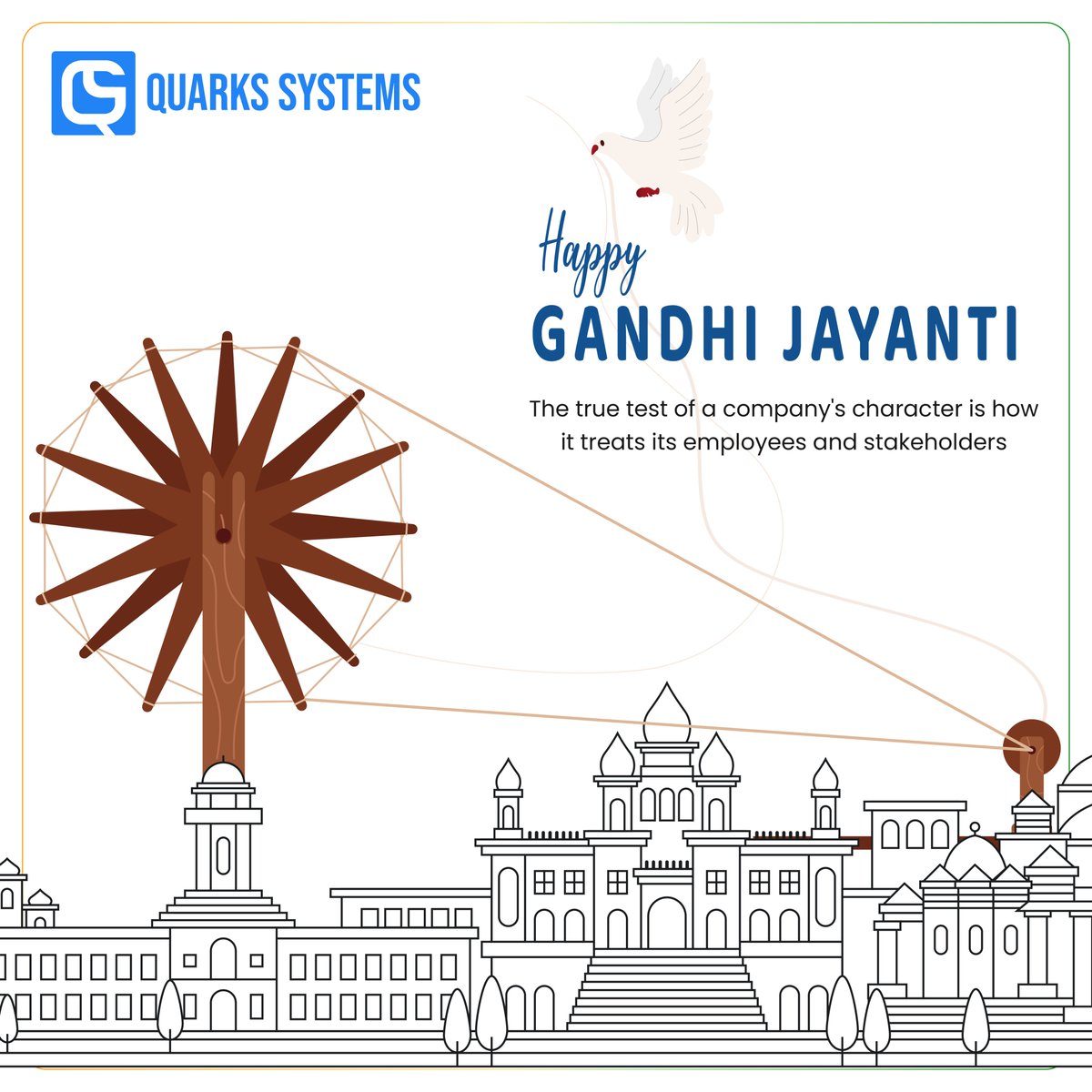Quarks_Systems's tweet photo. Remembering the man whose legacy of peace and resilience continues to inspire us all. Happy #GandhiJayanti!🙏 https://t.co/NXLT0H1rhh