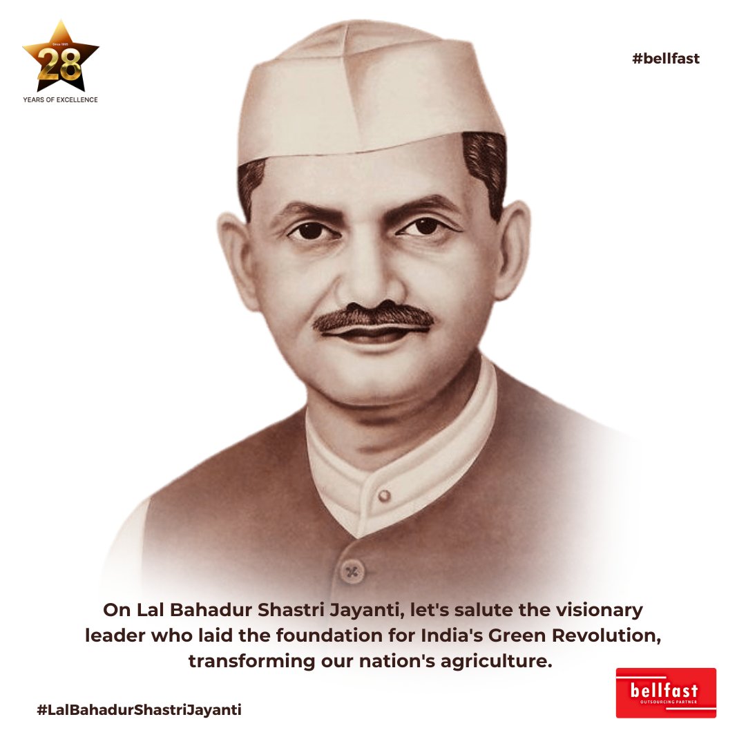 bellfast_india's tweet photo. Shastri's #leadership reminds us that professionalism is not just a skill; it's a mindset. Let's approach our work with the same #humility and #dedication that he exhibited throughout his life.

#LalBahadurShastriJayanti #2october #BirthAnniversary #JaiJawanJaiKisan #Inspiration https://t.co/DjFMdWLPpv