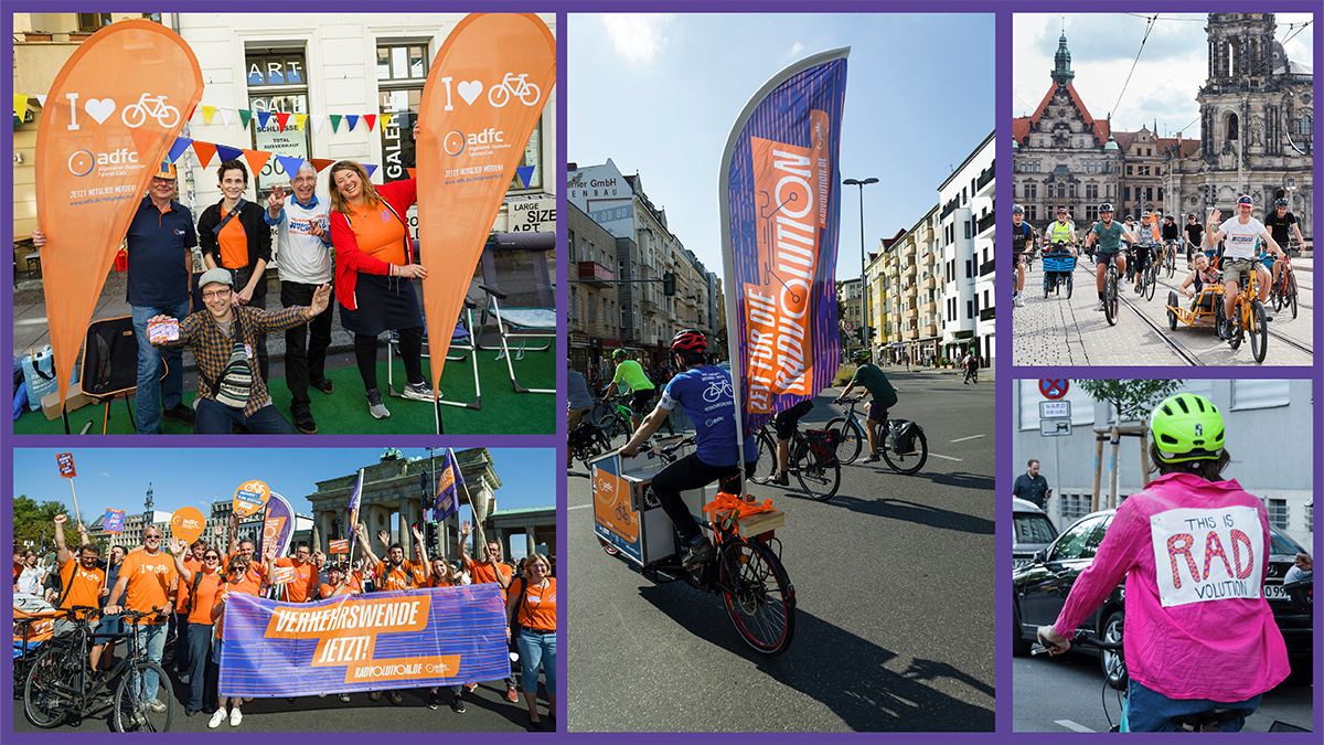 Von der Kidical Mass bis zum Park(ing) Day: Im letzten Monat demonstierten Hunderttausende Kinder und Erwachsene mit uns und forderten die #Radvolution! 🚴‍♀️🧡 Das Fahrrad braucht endlich mehr Platz – auf der Straße und im Gesetz. ✊