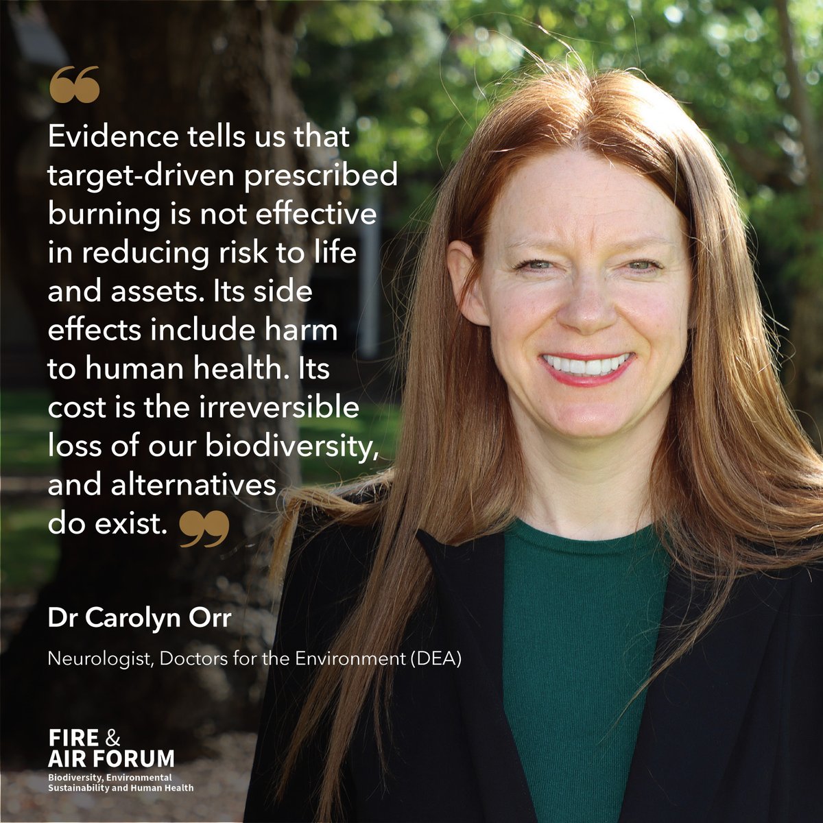 In May this year @DrCarolynOrr spoke at the Fire and Air Forum, giving us a detailed analysis of WA’s prescribed burning regime from the perspective of a medical practitioner. View her full speech here: vimeo.com/852063340 #biodiversity #health 💚💚💚