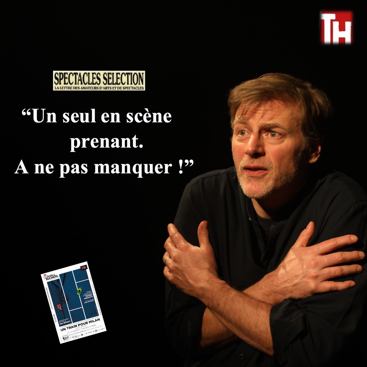 theatrehuchette's tweet image. Merci Spectacles Sélection ! Du mardi au samedi, venez donc applaudir François Feroleto  dans Un Train pour Milan…
📸 Yannick Debain
#RevueDePresse #SeulEnScene #CritiqueTheatre #Theatre #DinoBuzzati #LitteratureItalienne #IdeesSorties #QuartierLatin