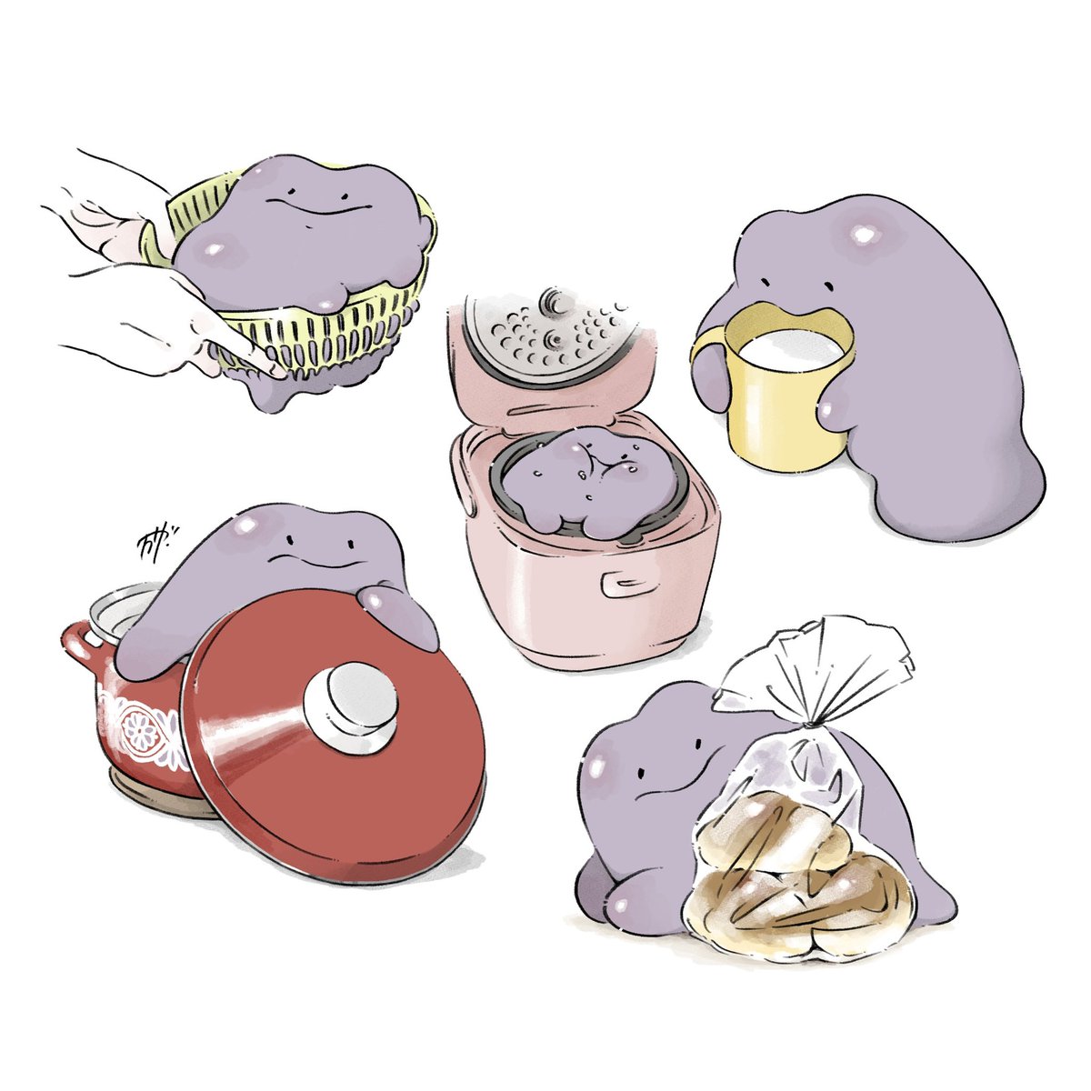 pokemon (creature) holding food white background eating cup no humans  illustration images