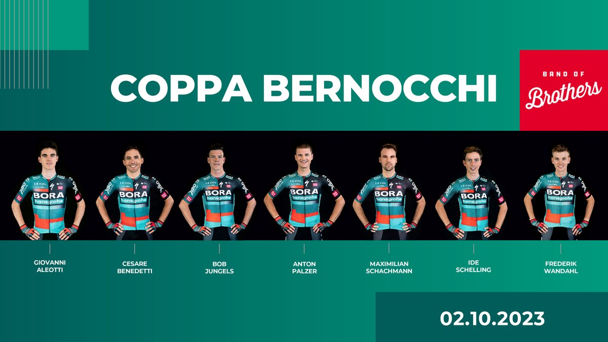 RBH_ProCycling's tweet photo. ๐ฎ๐น #CoppaBernocchi
Racing continues in Italy!
Take a look at our squad for todays Coppa Bernocchi:
๐ Giovanni Aleotti
๐ Cesare Benedetti
๐ Bob Jungels
๐ Anton Palzer
๐ Maximilian Schachmann
๐ Ide Schelling
๐ Frederik Wandahl
#borahansgrohe #bandofbrothers #procy https://t.co/DvZvDow2x4