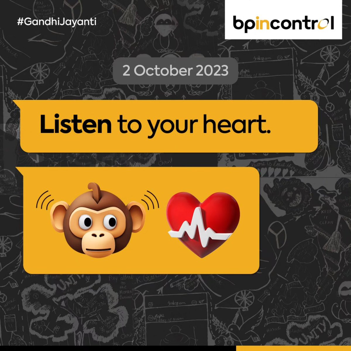 ControlBp's tweet photo. On this Gandhi Jayanti, let's not only honour his ideals through our actions but also through our choices!
Let's make wise decisions and keep our #bpincontrol!
#gandhijayanti #gandhi #bp #hypertension #bpmonitor https://t.co/tZzYI8dnmn