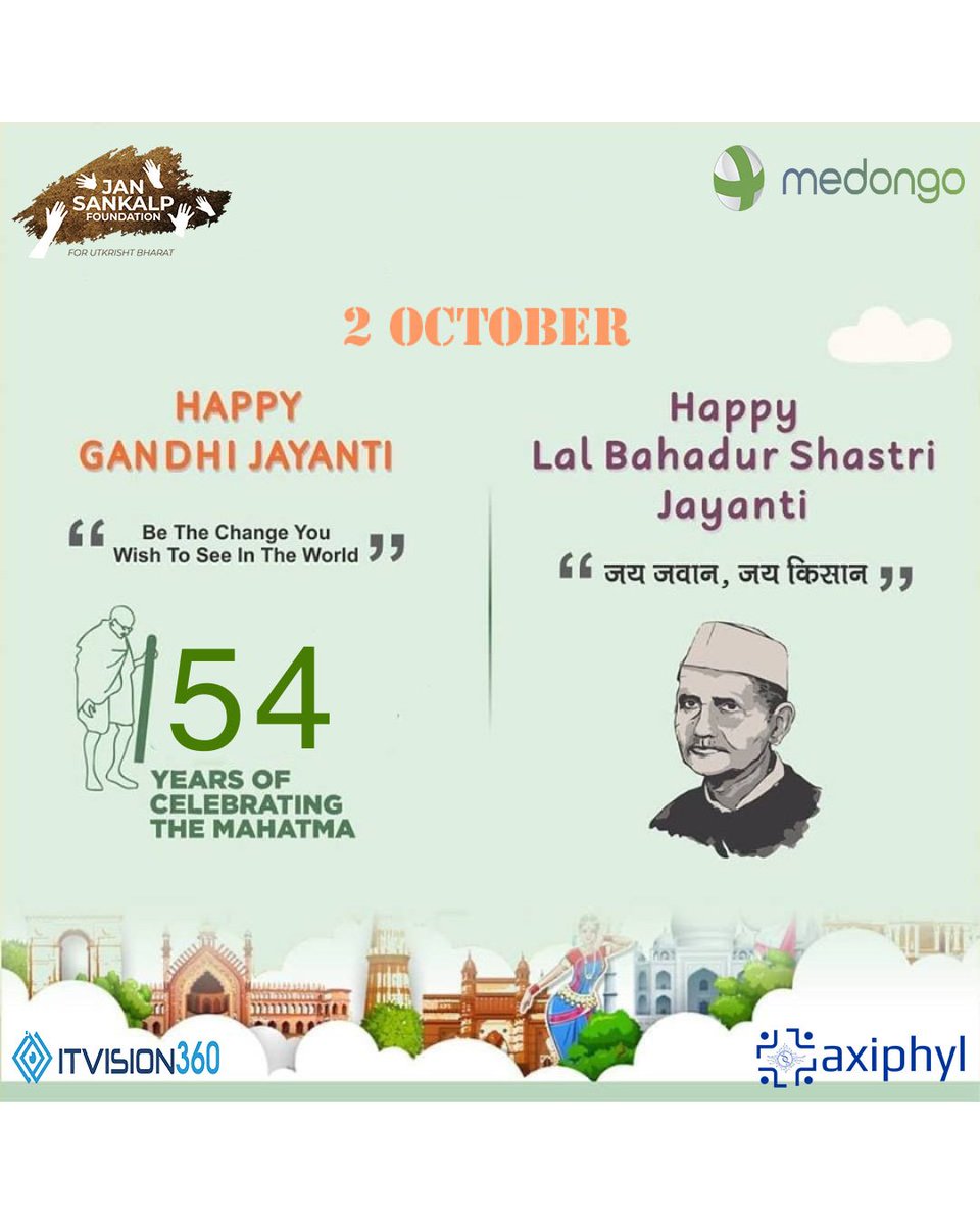 JansankalpF's tweet photo. "Celebrating the legacies of two great leaders on Gandhi Jayanti and Lal Bahadur Shastri Jayanti."
#GandhiJayanti #LalBahadurShastriJayanti #PeaceLeaders #NonViolence #Simplicity #IndianHeroes #GandhiLegacy #ShastriLegacy #Remembering @krishnammagaru @AnandDasari @neerasingh11 https://t.co/7sAvFGsrgI