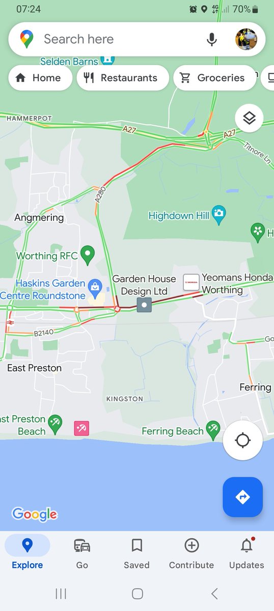 SussexTW's tweet photo. A259 Eastbound at Angmering roadworks continue to cause delays @BBCSussex @V2RadioSussex @StagecoachSouth @SussexIncidents @GHRSussex https://t.co/aSxID4KLBF