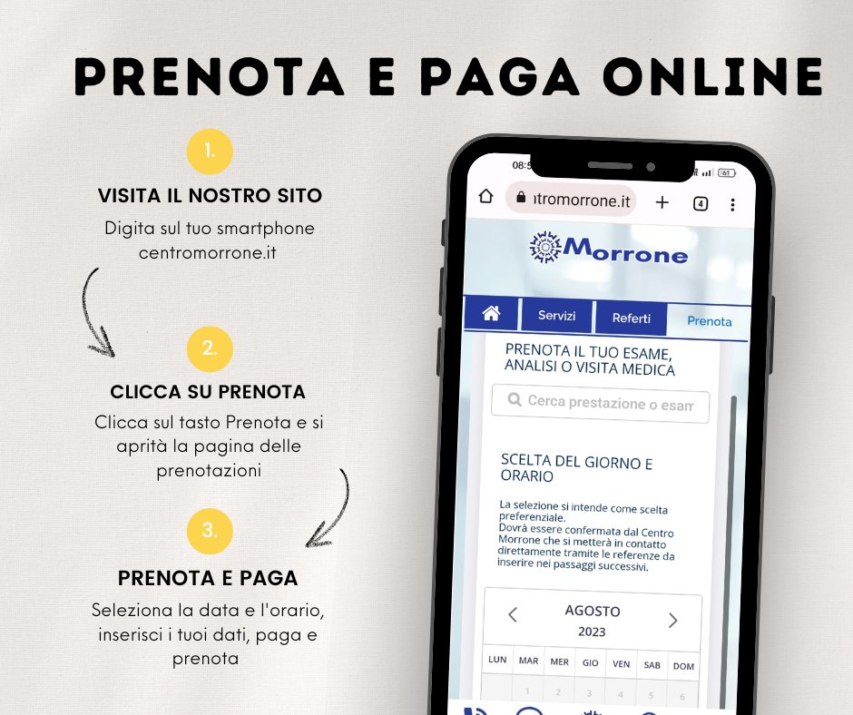 centro_morrone's tweet photo. ⭕#Prenota il tuo esame o #visitamedica e paga direttamente online!
 Vai alla pagina https://t.co/Bi5HNMLwDD scegli il mese, il giorno e l’ora di quando vuoi richiedere di eseguire il tuo esame o la tua visita medica, inserisci i tuoi dati e conferma l’invio

 #diagnostica https://t.co/S6qM3pUifw