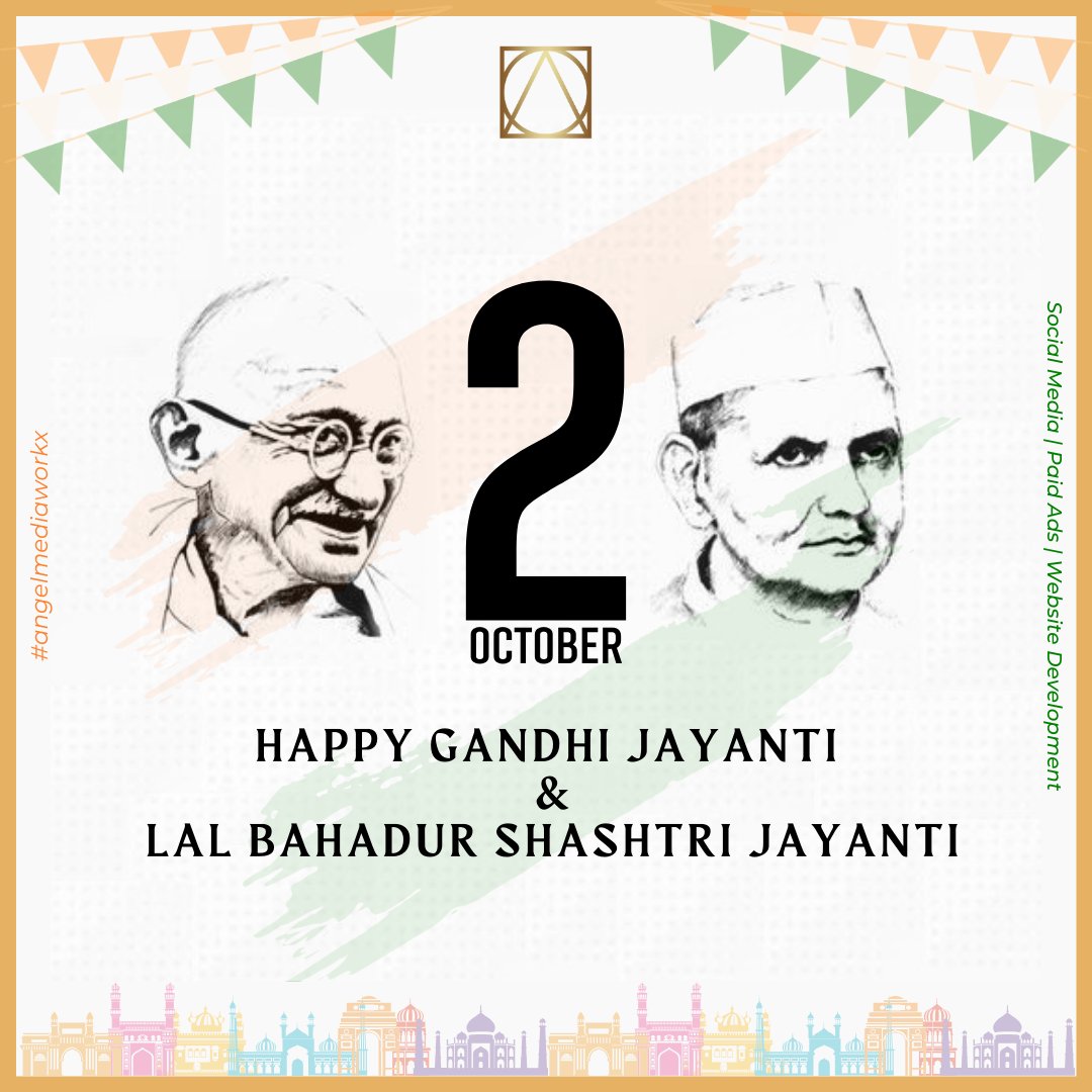 angelmediaworkx's tweet photo. Happy Mahatama Gandhi &amp; Lal Bahadur Shastri Jayanti 🙏🏻🙏🏻
.
.
Wishing you peace and harmony from our end 😇
.
.
#happygandhijayanti🇮🇳 #happylalbahadurshastrijayanti 
#nationalicons #bapu #2ndoctober 
.
.
#angelmediaworkx #amw https://t.co/Z2KTD6GWZq