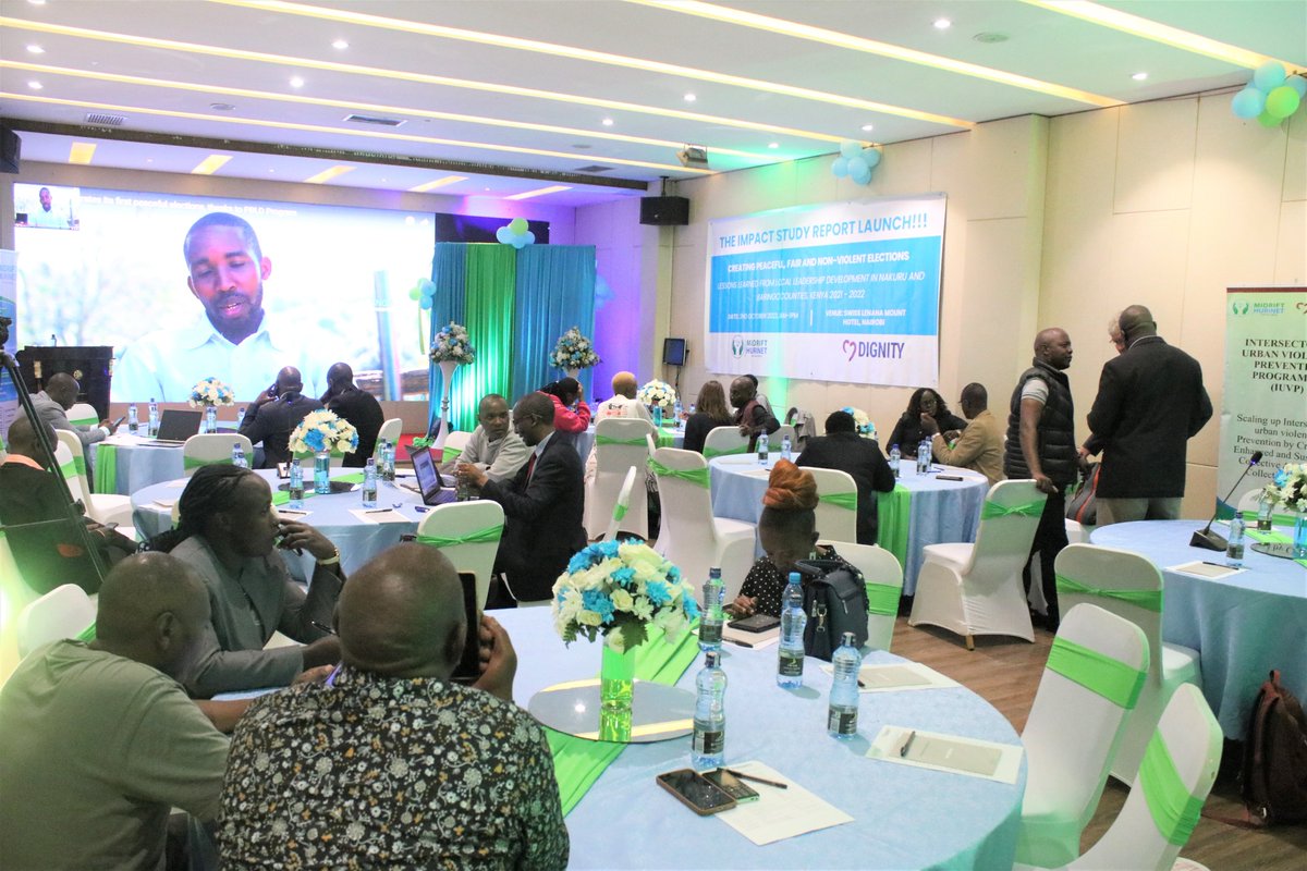 Midrifthurinet's tweet photo. Live from Nairobi, we are #launching an impact study report on "Creating Peaceful, Fair and Non-Violent Elections" - learnings from local leadership development #PBLD in Nakuru, Baringo 2021-2022 #violenceprevention https://t.co/eg1IbwXVhX