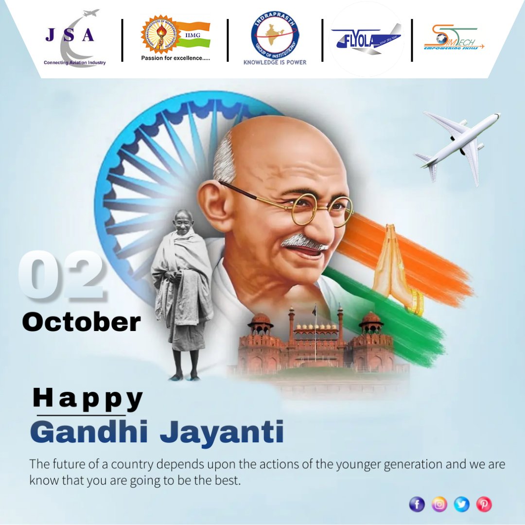 flyolaviation's tweet photo. Let's remember the principles of truth and non-violence that Mahatma Gandhi Ji stood for. May his teachings continue to guide us towards a more compassionate and harmonious world.
Visit :-www.myflyola.com 
#mahatmagandhi #NewArrived #newaircraft #myflyola #jet #flight #aviation https://t.co/QNYiGhfOXQ