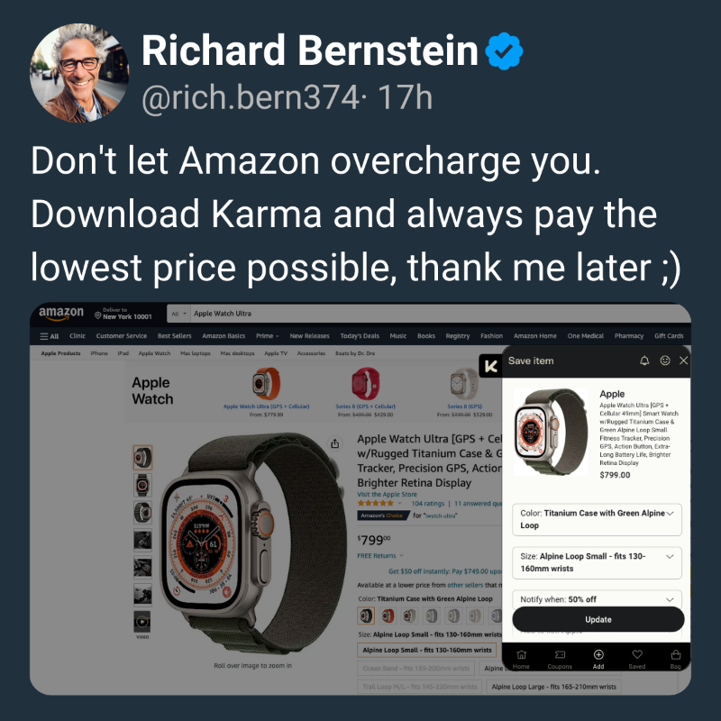 karma_shopping's tweet photo. You Are Probably Overpaying on Amazon! This is How to Stop.