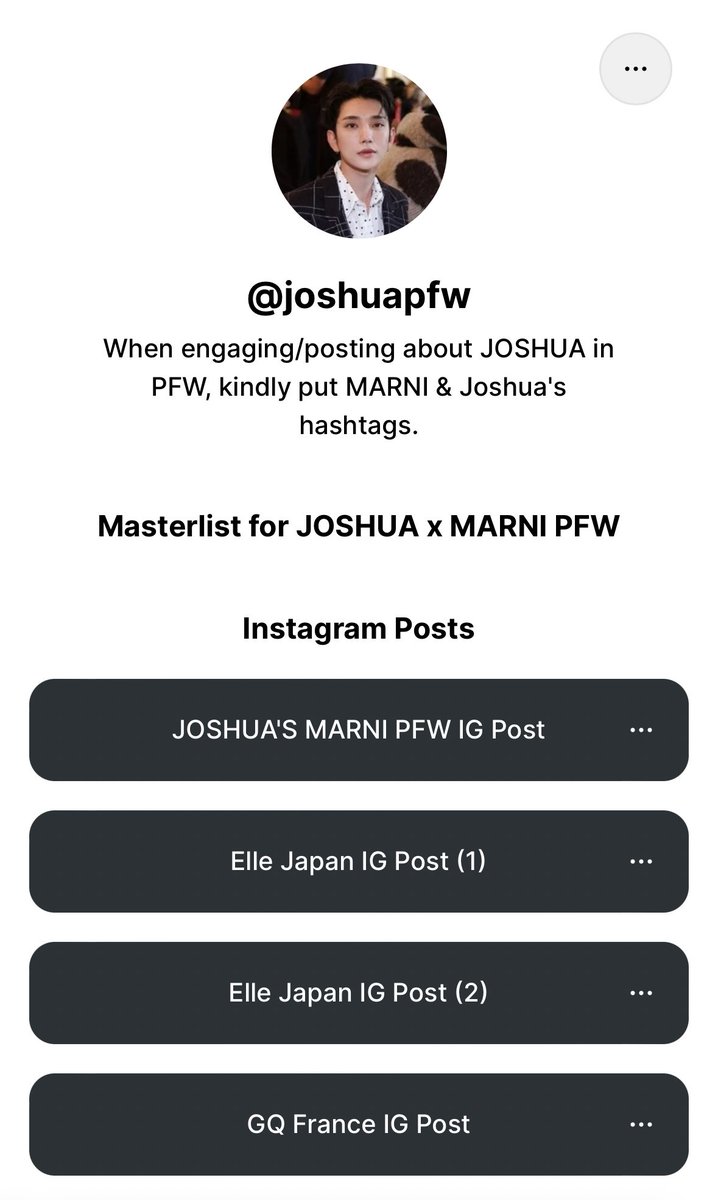 shujithinker's tweet image. JOSHUA x MARNI PARIS FASHION WEEK Masterlist on Linktree

- When engaging, posting, commenting, kindly put hashtags 

#JOSHUAxMARNISS24 #MARNISS24 #MARNI #조슈아 #JOSHUA @pledis_17 

(if on instagram, kindly tag joshu_acoustic too) 

🔗 linktr.ee/joshuapfw