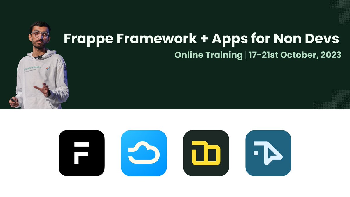 Frappe (@frappetech) on Twitter photo 🚀 Join our affordable online training: Frappe Framework + Apps for Non Devs
Learn to leverage the power of Frappe Framework, Frappe Cloud, and Insights with <a href="/NagariaHussain/">Build With Hussain</a>. Let's dive into Frappeverse like never before.
frappe.school/batches/detail…
#FrappeFramework #NoCode #LowCode 🚀 Join our affordable online training: Frappe Framework + Apps for Non Devs
Learn to leverage the power of Frappe Framework, Frappe Cloud, and Insights with <a href="/NagariaHussain/">Build With Hussain</a>. Let's dive into Frappeverse like never before.
frappe.school/batches/detail…
#FrappeFramework #NoCode #LowCode