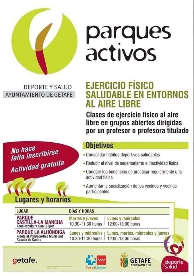 DeporteGetafe's tweet photo. Hoy empiezan las actividades de #MarchaNórdica y #ParquesActivos de nuestro programa #DeporteySalud 🌳🚶‍♀️🚶🌲

✅ Actividad física al aire libre
️✅️ Totalmente gratis
✅️ Sin necesidad de inscripción previa

Elige la tuya y...

¡¡¡ PONTE EN FORMA CON NOSOTROS !!! 😉💪

#Getafe https://t.co/WiU3YghsFj