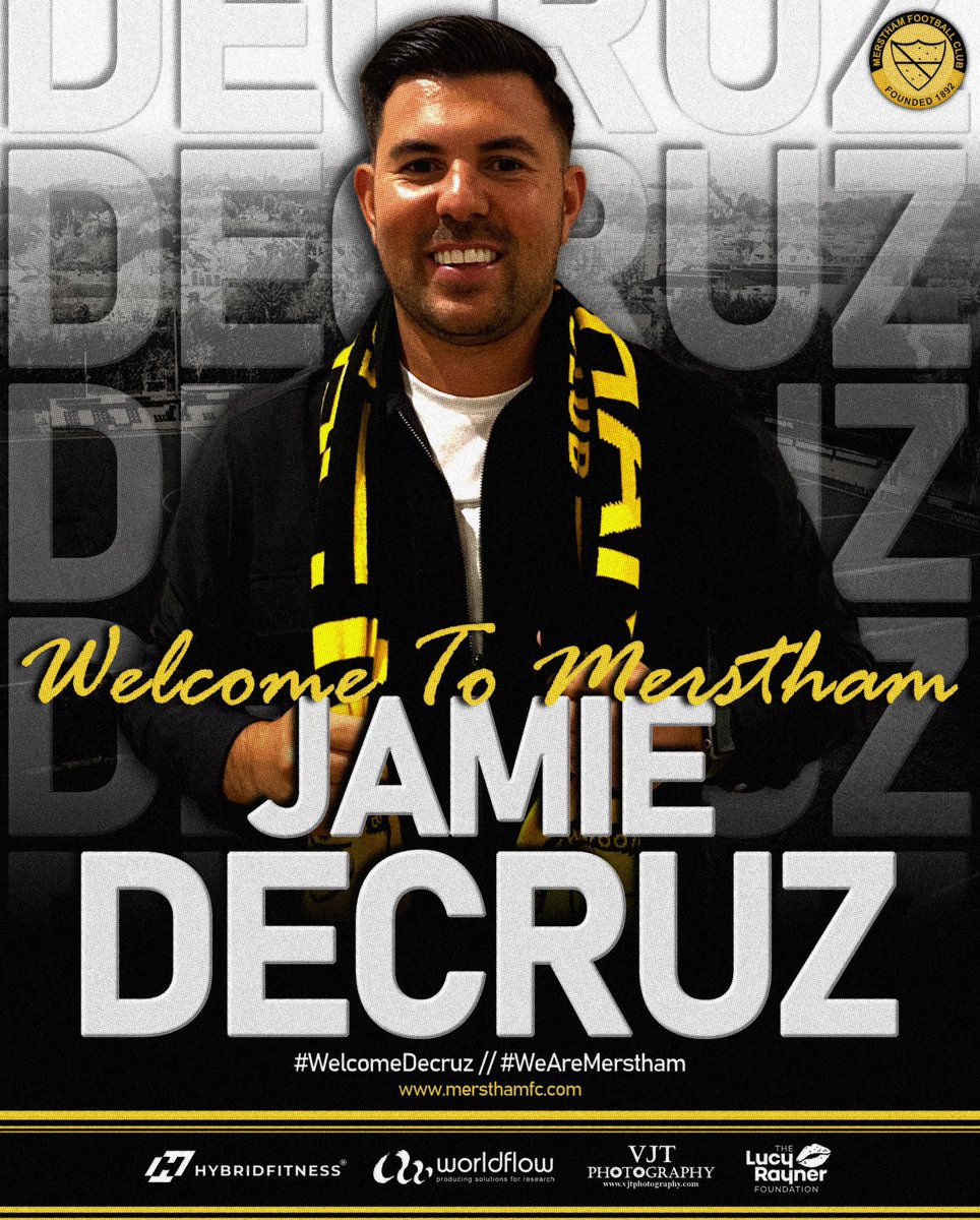 𝗜𝘁’𝘀 𝘿𝙚𝙘𝙧𝙪𝙯 𝗧𝗶𝗺𝗲…!

Welcome to Merstham, Jamie Decruz!

Merstham Football Club is pleased to announce Jamie Decruz as our new First Team Manager.

 ➡️ mersthamfc.com/welcomejamie

Welcome to Merstham, <a href="/JDecruz10/">Jamie Decruz</a>!

#WeAreMerstham 🧡🖤