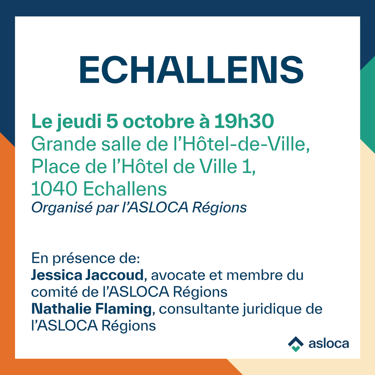 Nos conférences sur le taux hypothécaire de référence de la semaine :
➡️ Mardi à #Cossonay, 19h30
➡️ Jeudi à #Echallens, 19h30
Toutes les infos ici 👉🏻 vaud.asloca.ch/conferences
