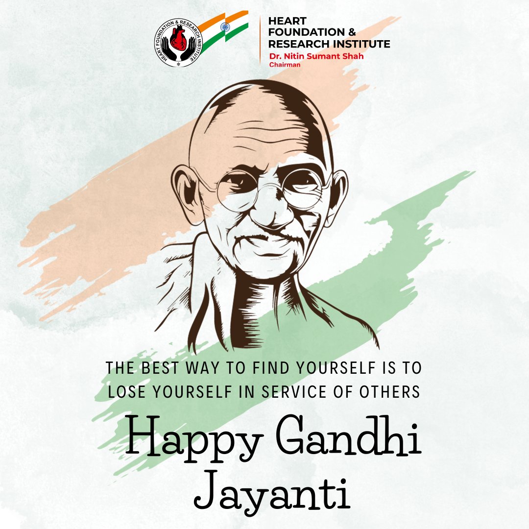 Remembering the greatness of Mahatma Gandhi on Gandhi Jayanti.
#MahatmaGandhi #GanndhiJayanti #महात्मागांधी #heartfoundation #helpingothers #સમાજસેવા #heartfoundatinandresearchinstitute #HFri #ngo #support  #empowerment #philanthropy #supporting #MakingDifference