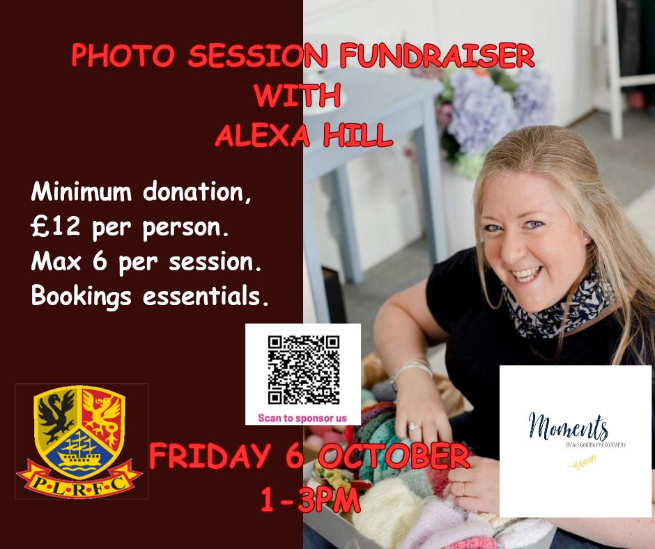 Check out this amazing offer from Alexa of Moments by Alexandra. Receive 2 digital photos.
Slots filling up. Book now by dropping us a message or email plrfcbusiness@gmail.com
All funds raised support our mini & youth rugby.
#OneClubOneCommunity 
#DriveOnPL 
#sportschallenge