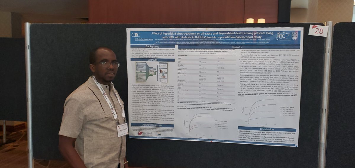 Thank you, <a href="/CASLupdates/">CASL</a>,to allow us to present our poster. HBV treatment in people with HBV infection and cirrhosis reduced the risk of all-cause and liver-related mortality by 1/4, compared to individuals with HBV infection and cirrhosis who did not receive treatment