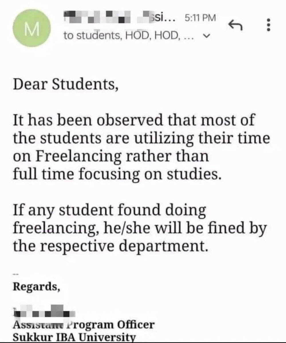 saltafa's tweet photo. This is ridiculous from IBA, ghar ka kharcha Aur fee’s university provide karegi? Telling literal adults what to do with their time. https://t.co/BBBkzghOt5
