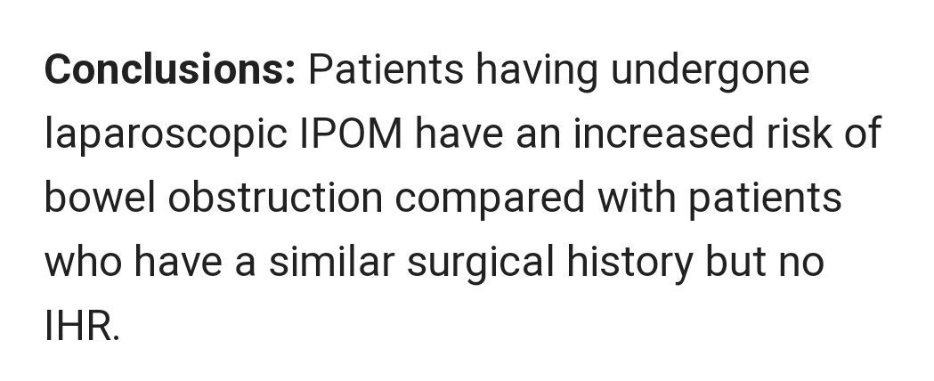 bit.ly/3rxarSu Does intraperitoneal mesh increase the risk of bowel obstruction? A nationwide French analysis.

#HerniaSurgery #HerniaRegistry #IPOM #VHR