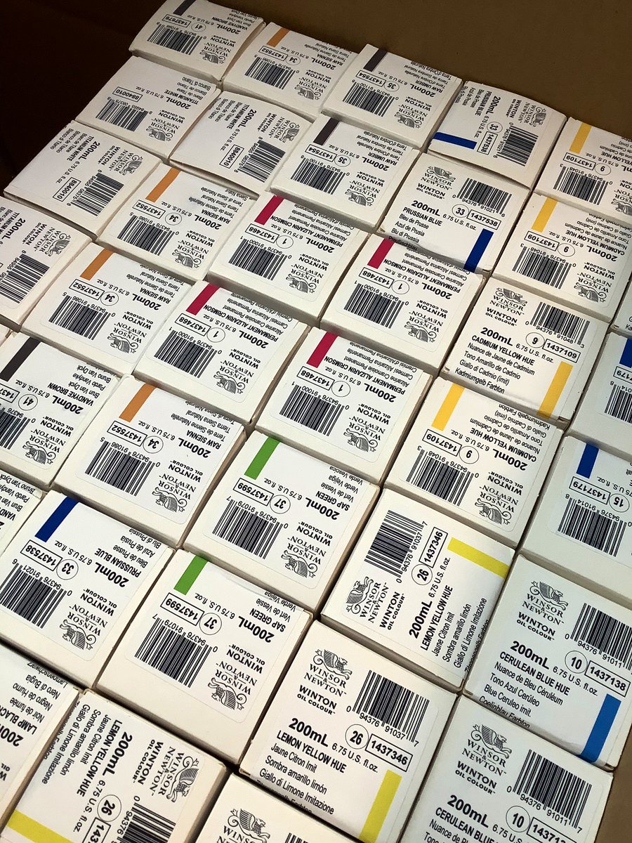 O has to be for oil paint as there’s something so satisfying about this delivery of new tubes! This medium is primarily used by our exam students at A Level, or GCSE if students’ projects are the right fit. 
#alevelart #gcseart #oilpainting <a href="/SeawhiteLtd/">Seawhite of Brighton</a> <a href="/TalbotHeathSch/">Talbot Heath School</a>