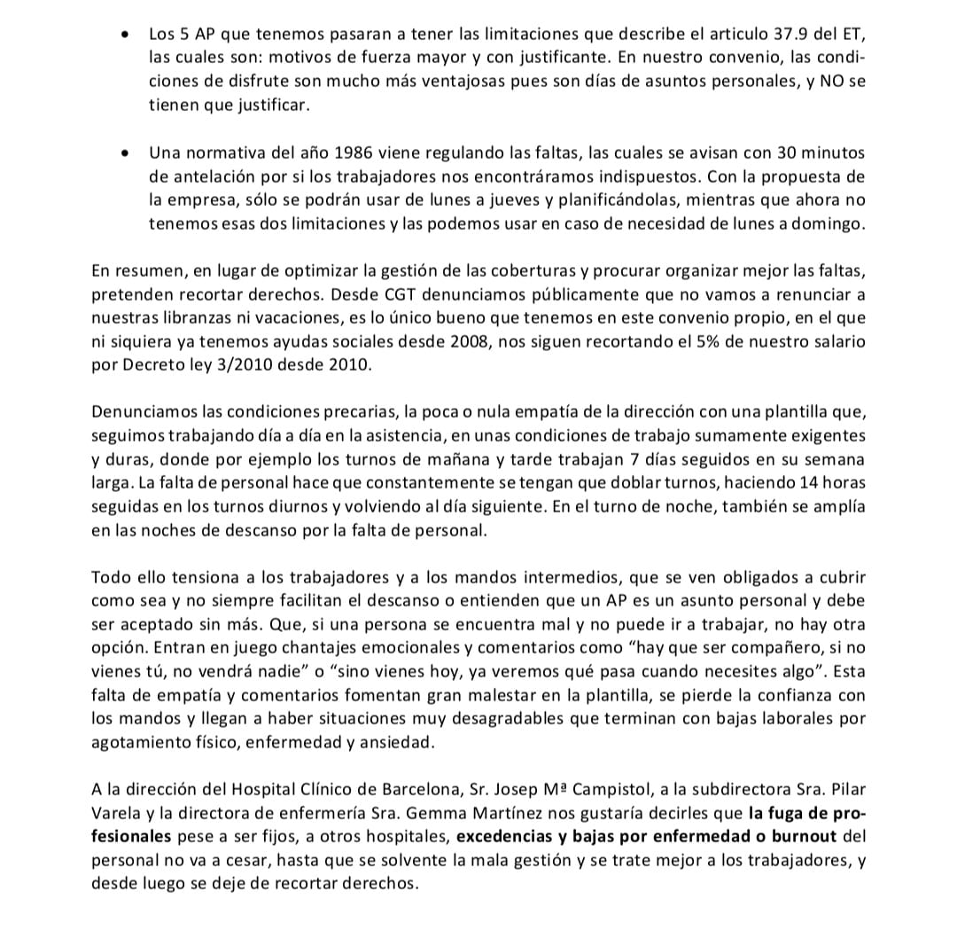 CGTBarcelona's tweet photo. Nota de  @cgtclinic denunciando Recortes y Precariedad en #Hospitalclinic @hospitalclinic https://t.co/Gw4gXGw4V0