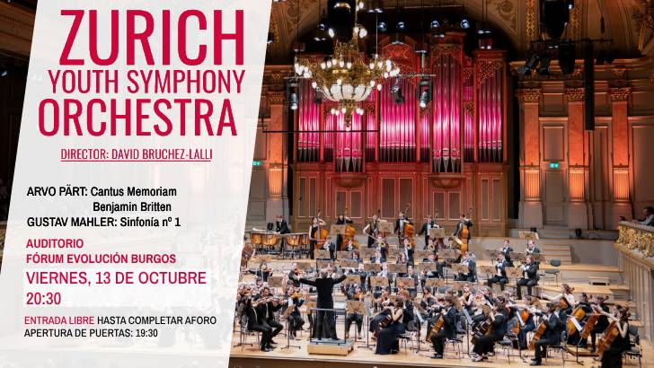 forumevolucion's tweet photo. 🎼 La Joven Orquesta Sinfónica de Zurich #JSOZ viene en octubre a España y para en #Burgos
🎻 Concierto gratuito hasta completar aforo el 13 de octubre
🎹 Apertura de puertas 19:30, concierto 20:30
#música #concierto #cultura https://t.co/NLmL30UOya