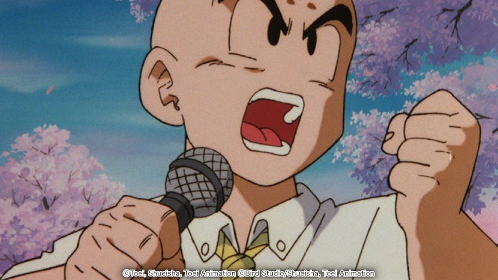 DB_official_en's tweet photo. He's not just a fighter; Krillin can really belt out the tunes, too! https://t.co/rqEqreHZBD