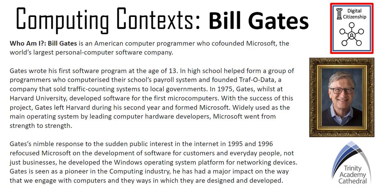 ComputingTac's tweet image. This year sees the launch of our 'Computing Contexts' focus across KS3 lessons, exploring key influential figures past and present who have made an impact in the industry. We're very excited to share the success stories of Alan Turing, Ada Lovelace and Bill Gates  #TAC #Pioneers