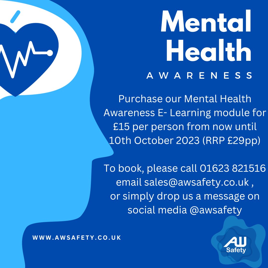 AWSafety's tweet photo. Don't forget to book your Mental Health E-Learning...... https://t.co/3yY5noExHM