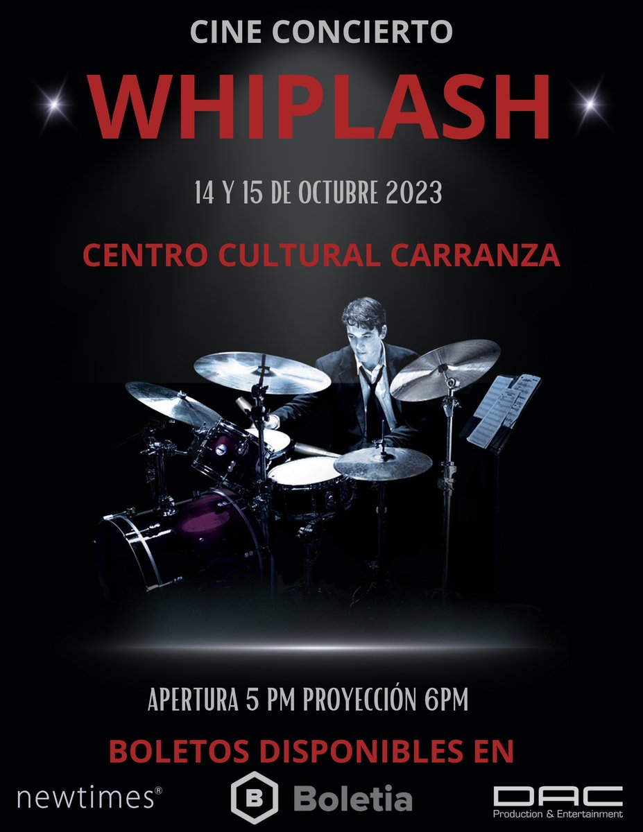 sandrapaolacoss's tweet photo. Muero de la emoción, estamos tan cerca de volver a vivir está experiencia.

#cine #Whiplash #CentroculturalCarranza #AlcaldíaVenustianoCarranza #cineconcierto https://t.co/eFBeP7pIgK