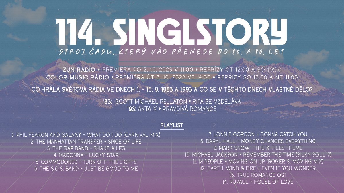 SinglStory's tweet photo. Nový výlet do #historie #80s a #90s se @singlstory již dnes v 11:00 na 🌊 @zunradio a v úterý ve 14:00 na 🌊 #ColorMusicRadio 📻 Těšíme se na vás!😎
#Commodores #MPeople #EarthWindAndFire #retro https://t.co/D9rRN15jJ5