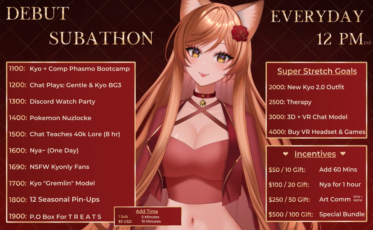 MiaMiette_'s tweet photo. 【🌹Weekly Schedule!🌹】

Starting week 3 of the subathon! Nyaa~

Do you have a favorite goal on this list? 
Comment down below! ~ (Mine is the Therapy 😋)

🎨: #KyoPics
🔞: #KyonlyFans
#VTuber | #MassEffect | #VtubersUprising https://t.co/TZVXUNwIyn
