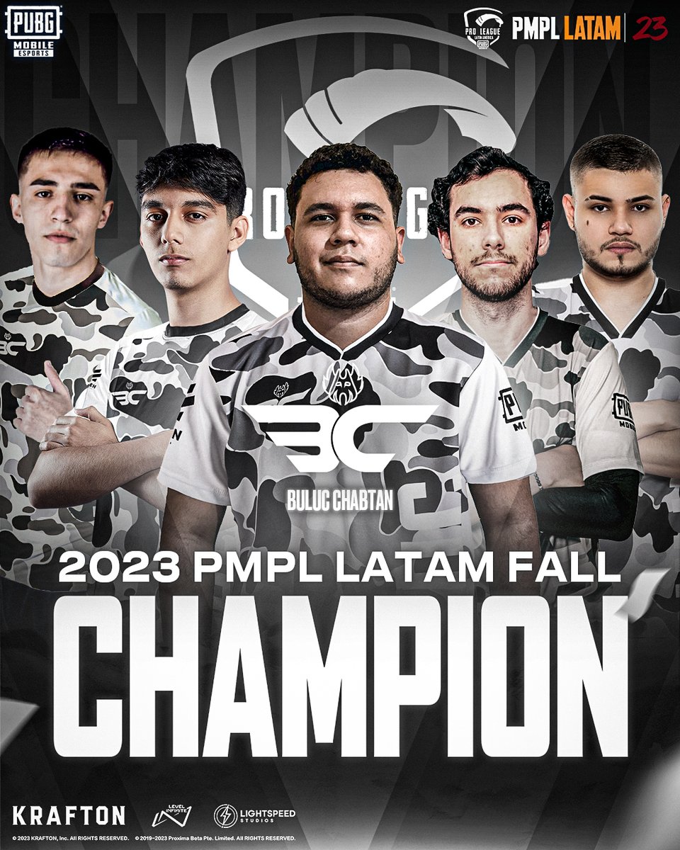 EsportsPUBGM's tweet photo. 🏆Congratulations to BULUC CHABTAN for becoming the Champion of the 2023 PMPL LATAM FALL! 👑
Show your support in the comments now!🎉
🔥Download PUBG MOBILE now: https://t.co/wQ82NEBjqh
#PUBGMOBILE #PUBGMESPORTS #PMPL #PMPLLATAM https://t.co/QNIFGSo5M6