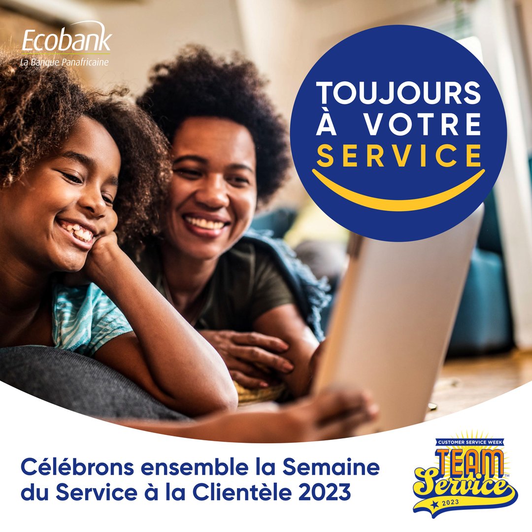 EcobankCongoBZV's tweet image. Bonne #SemaineDuServiceClient de la part de nous tous à Ecobank – Merci de votre confiance.

Vous nous donnez la force de nous surpasser pour offrir la meilleure expérience client au quotidien. Nous sommes toujours à votre service, 365 jours par an.

#ServiceEnEquipe