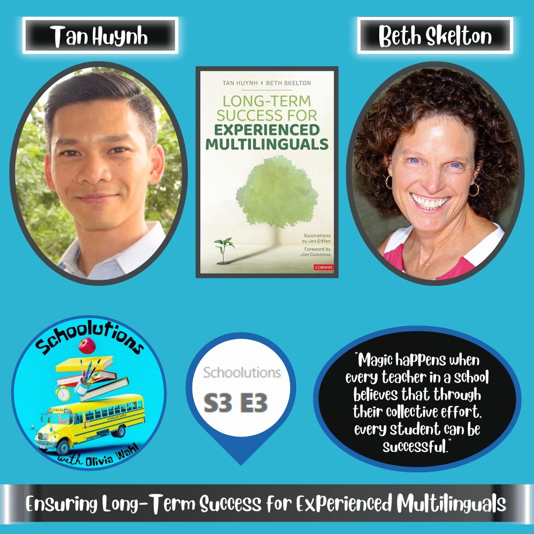 1/4
@schoolutions S3 E3: Ensuring Long-Term Success for Experienced Multilinguals with @TanKHuynh & @easkelton 
🎧 Listen: buzzsprout.com/1890886/136116…
📺 Watch: youtu.be/hk0UHCPVCuQ

#solutionsfromschoolutions  #experiencedmultilinguals #assetbasedthinking #heritageculture