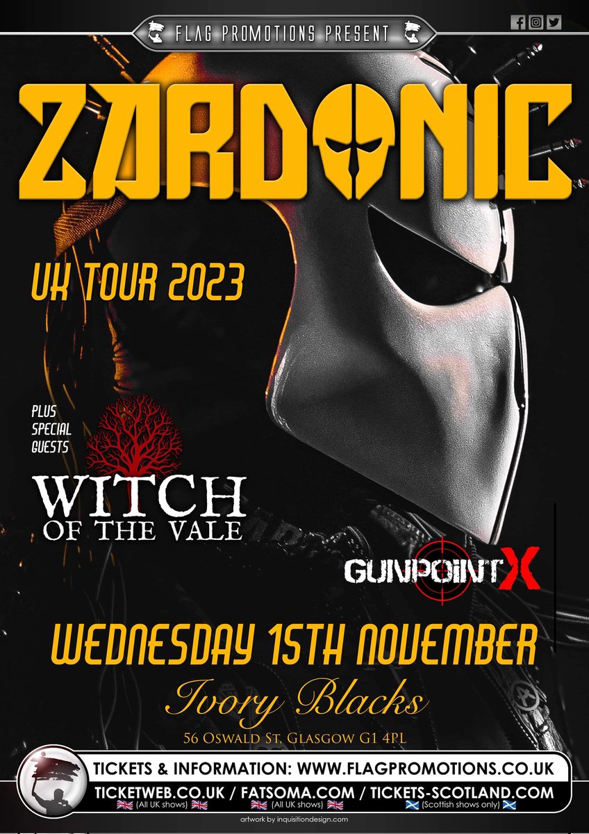 Zardonic + @WitchOfTheVale + @GunPointXband November 15th @Ivory_Blacks tix available at @ticketsscotland >>>>>tickets-scotland.com/zardo