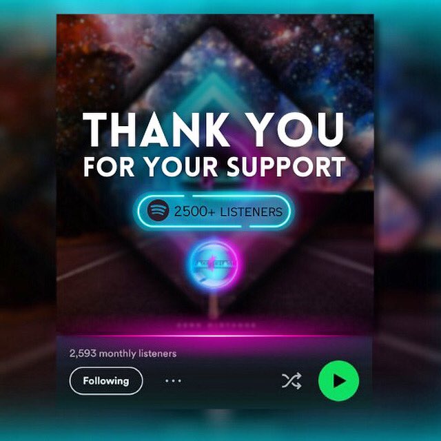 Dear all. I hit 2.5k monthly listeners!

Thank you for listening and your support! 💜🙏🏻

#chillwave #chillsynth #spotify #thankyou