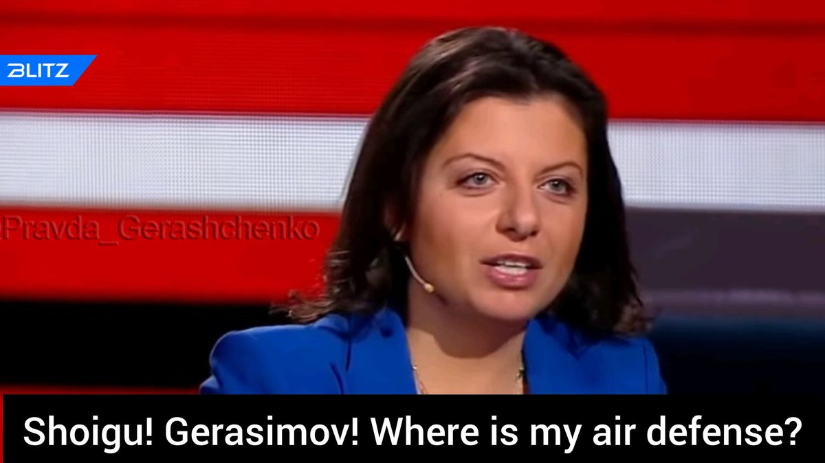 Gerashchenko_en's tweet photo. Russian propagandist Simonyan:

"Tonight a strike drone fell right in front of our ancestral home in Adler, where my mother and I grew up, and where my relatives still live with their small children. 

The targets are getting farther away, the stakes are getting higher, and the nuclear ultimatum is becoming more non-alternative".