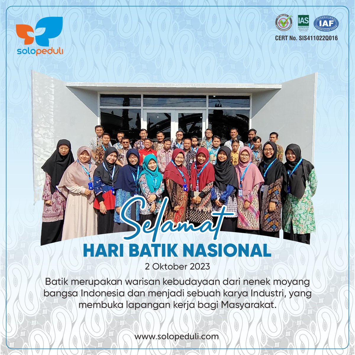 solopeduli's tweet photo. Sahabat Peduli, peringatan Hari Batik Nasional jatuh pada setiap tanggal 2 Oktober, dan ini bukan tanpa alasan. https://t.co/bW8BE6tCeF