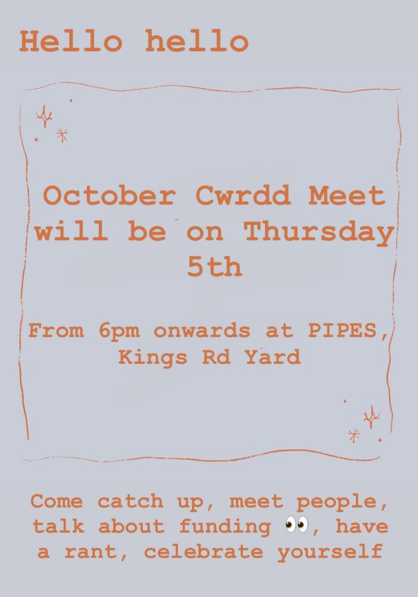 October Cwrdd Meet. Join us at Pipes on Thursday 🫶🏻