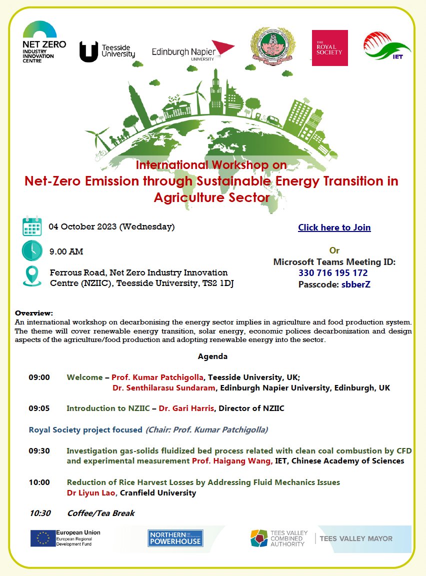 EdNapierSCEBE's tweet photo. International Workshop on Net-Zero Emission through Sustainable Energy Transition in the Agriculture Sector 4 October 2023. Contact @sunarasu for more details. https://t.co/GuOfhktcmV