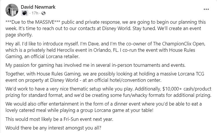 zachbivens1's tweet photo. Lorcana $10,000+ tournament AT DISNEYWORLD!?!?!? #Lorcana https://t.co/I9AJw48PGI