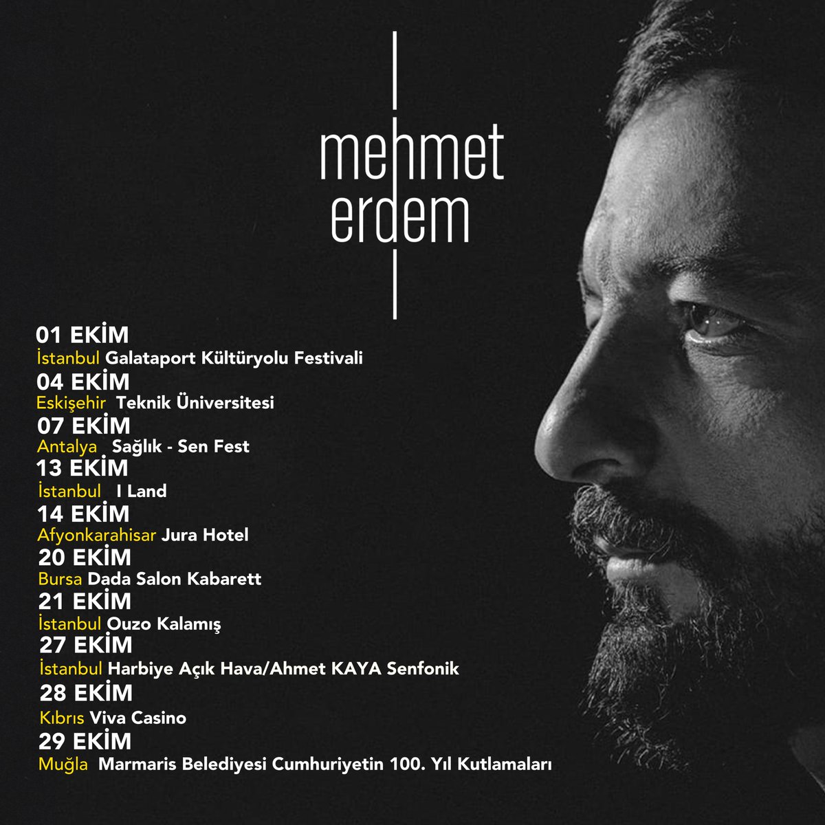 Mehmet Erdem, Ekim Ayı Konser Takvimi 📅 🎶 <a href="/mehmetmusic/">mehmet erdem</a>